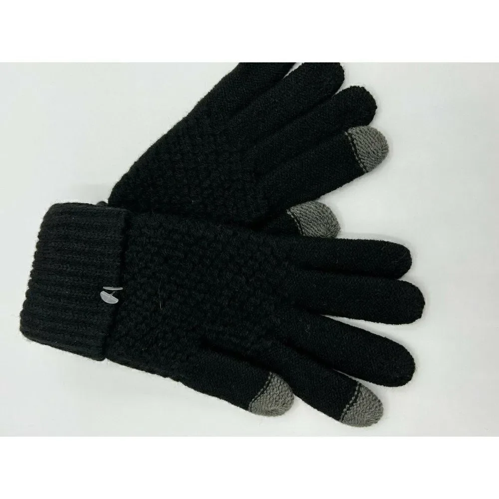 Touch Gloves Knit Black Gray Womens Small New